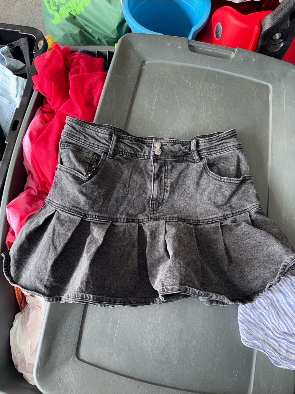 Wild Fable Black Washed Denim Mini Skirt